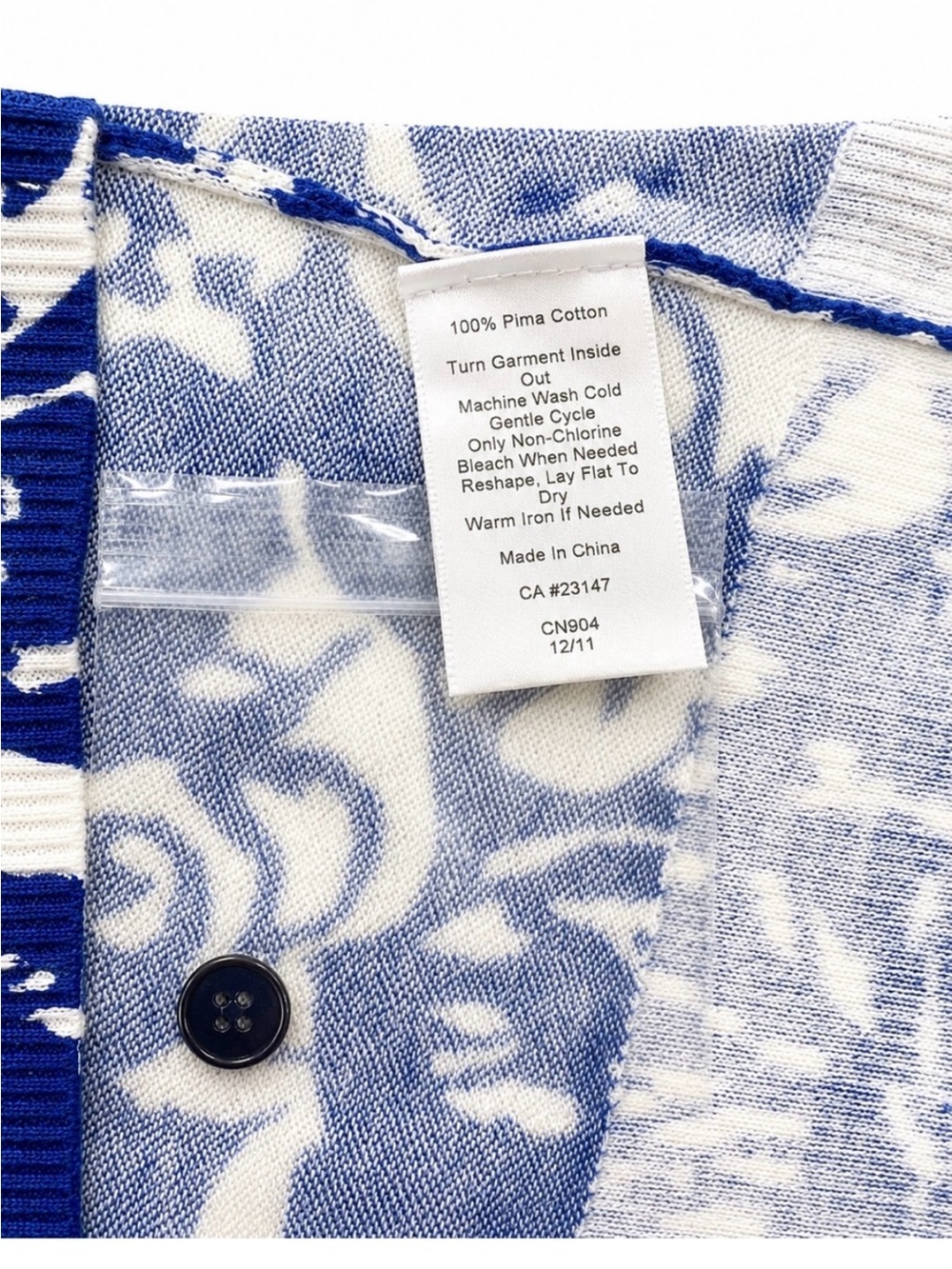 Talbots Navy & White Floral Cardigan Sweater Coastal Hamptons Chic - Picture 6 of 6